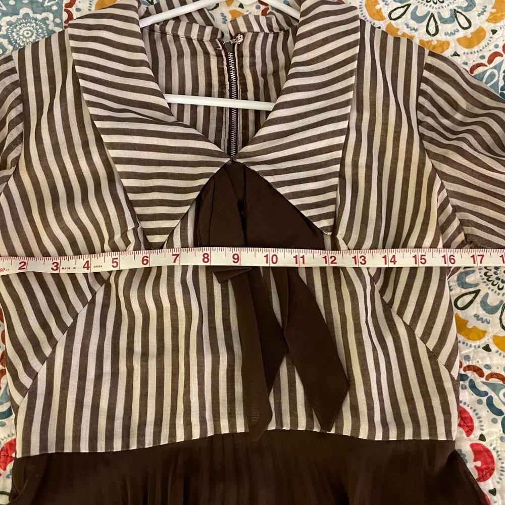 Vintage Striped Bow Collar Dress - Picture 4 of 8